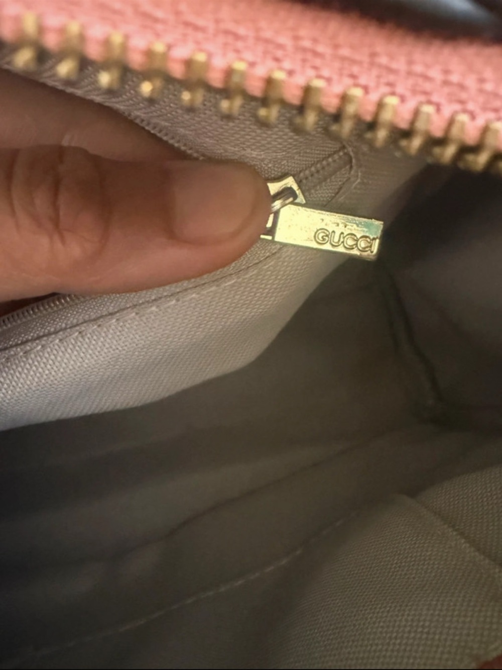 Gucci Brown Monogram Satchel with Pink Trim and Green-Red Web - Picture 5 of 7